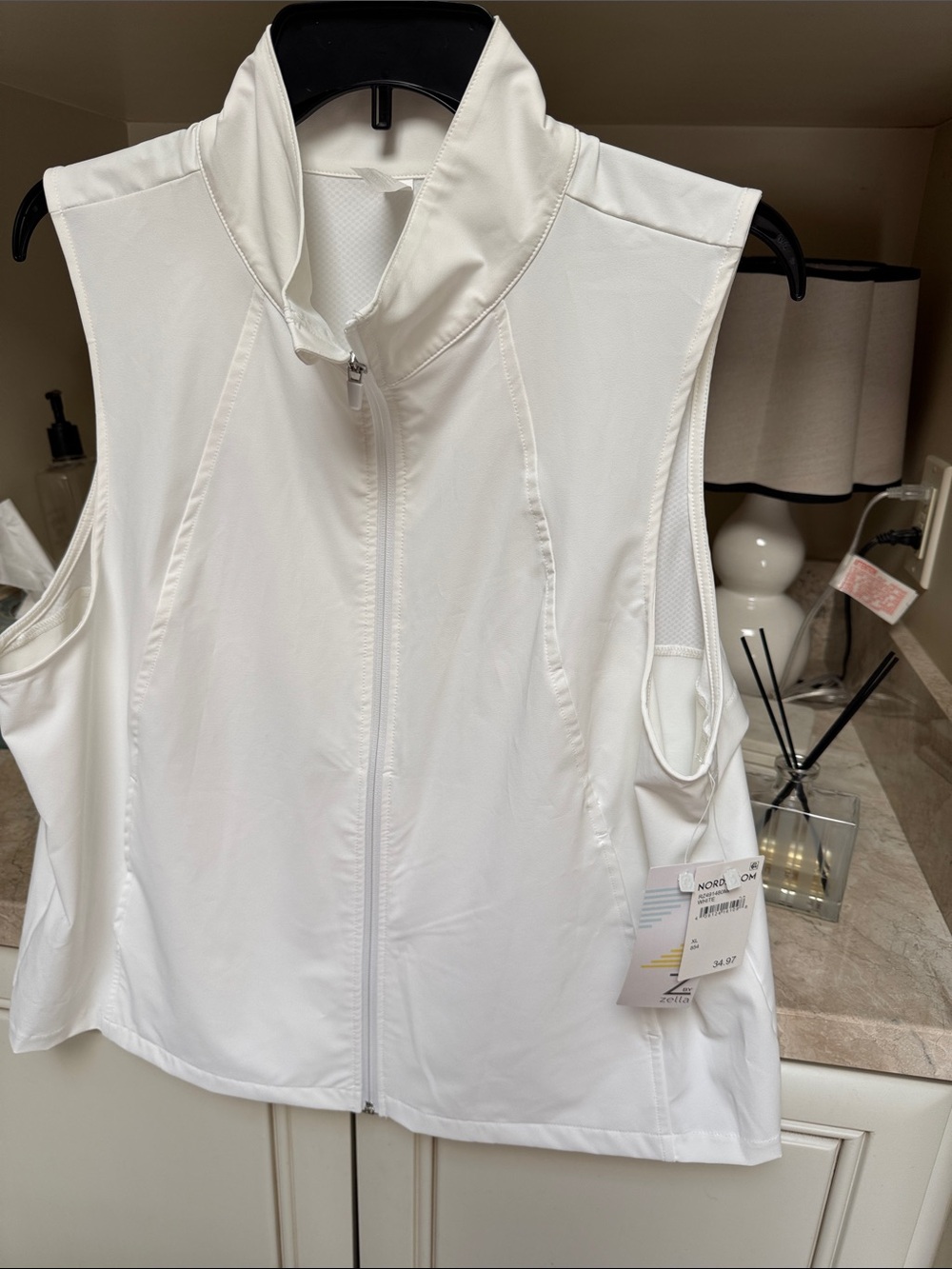 Z by Zella Women's White Sleeveless Zip-Front Performance Vest